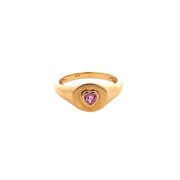 PS0.23 14KY PINK SAPPHIRE SIGNET RING - C'SANTOS
