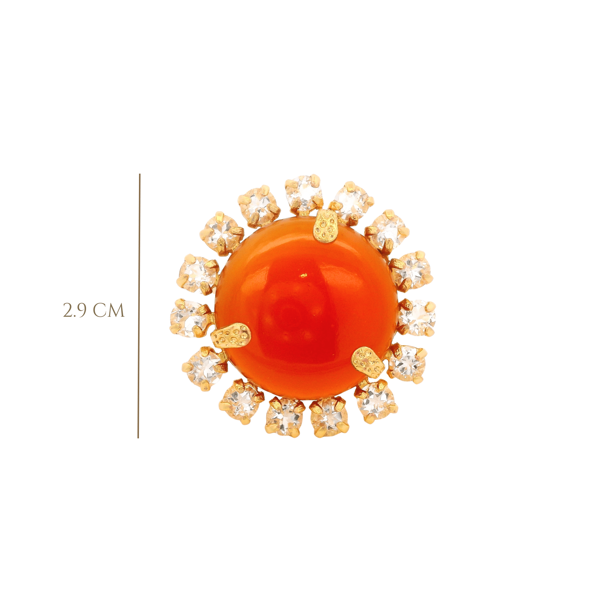 RING ROUND CARNELIAN 20MM AND CLEAR QUARTZ - C'SANTOS