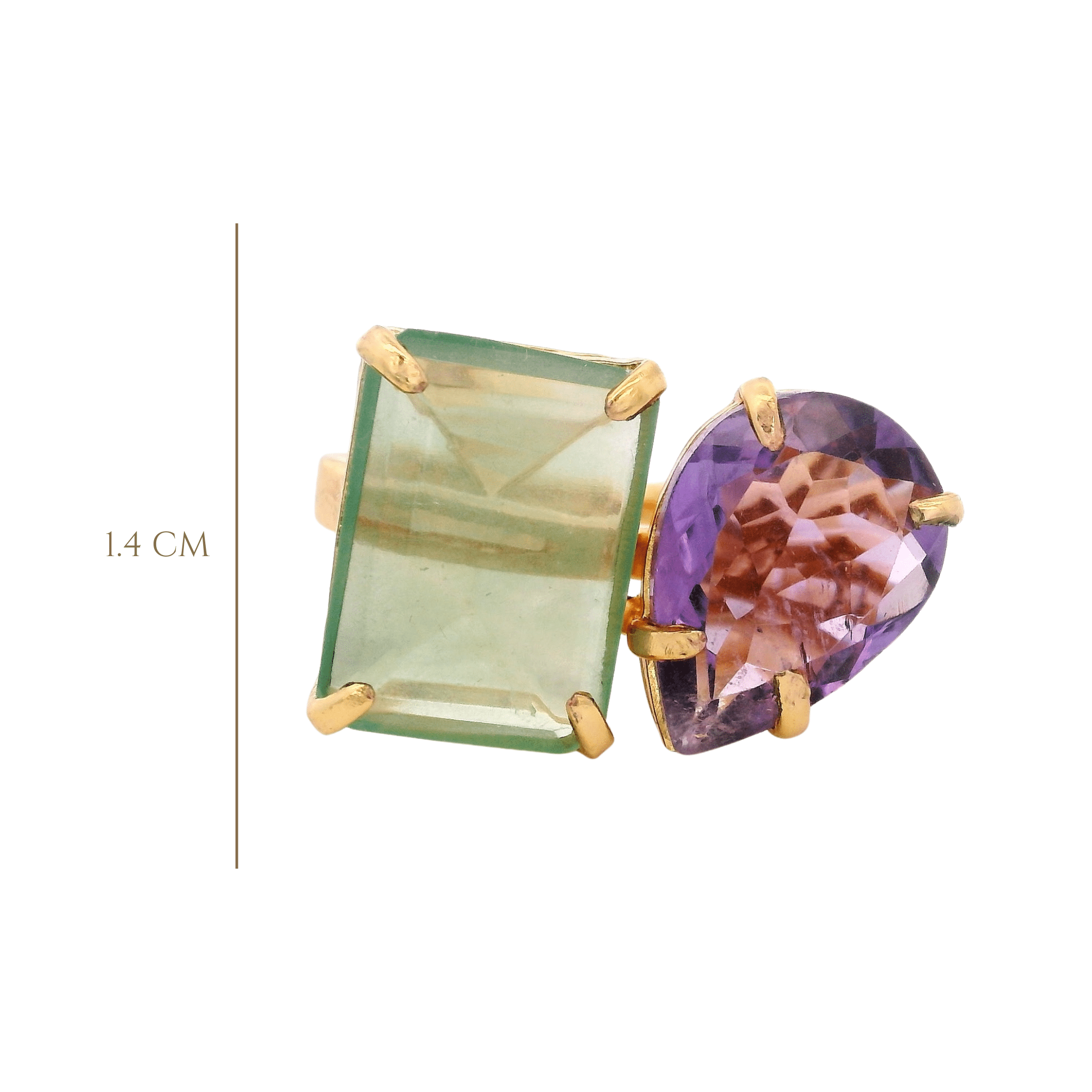 RING SET WITH AMETHYST PEAR AND RECTANGUALR FLUORITE - C'SANTOS