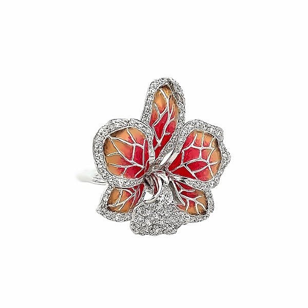 RING SILVER CENTER WHITE CZ ENAMEL - C'SANTOS