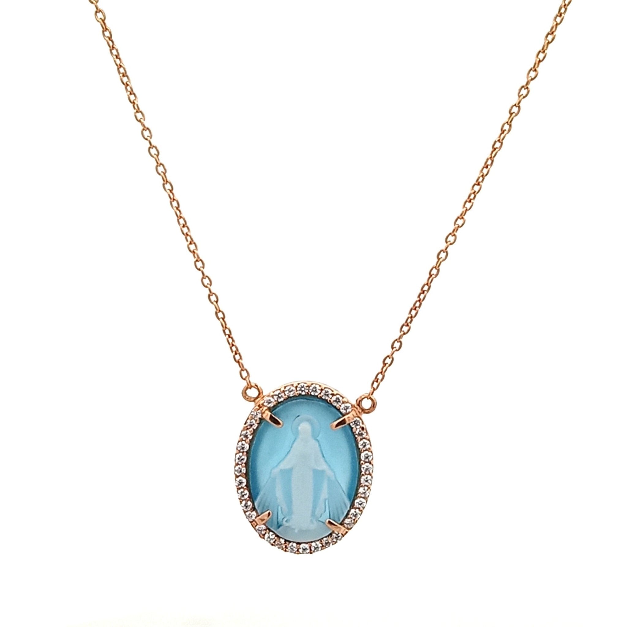 ROSARIO PLATA CON CHAPA DE ORO 45CM MEDALLA MILAGROSA EMPERATIZ CAMAFEO EN AGATA - C'SANTOS