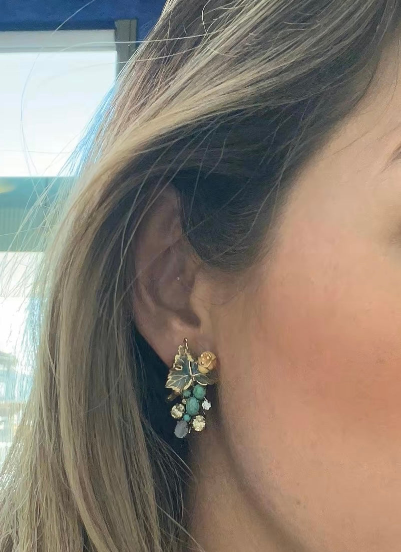 925YG BRANCH TURQUESA SKY WITH LADYBUG EARRINGS