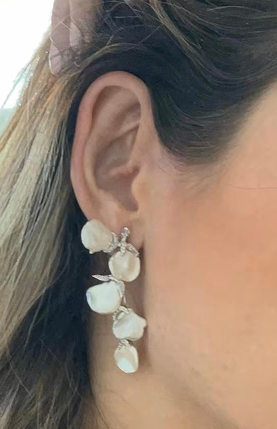 925SL DROP BAROQUE PEARL EARRINGS