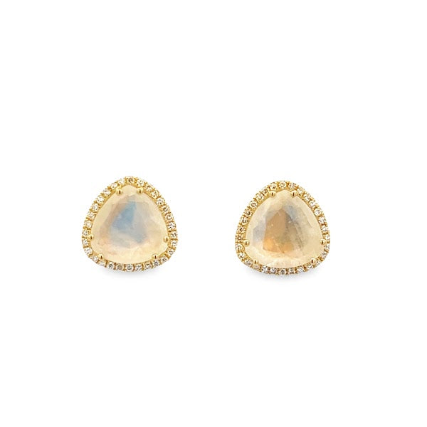 14K GOLD MOONSTONE AND HALO EARRINGS