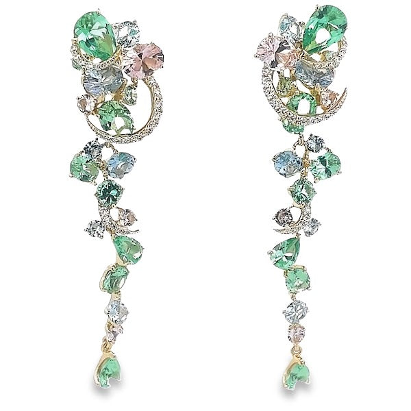 925 GOLD SILVER PLATED MULTICOLOR CRYSTALS EARRINGS