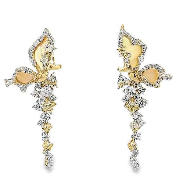 925 SILVER GOLD PLATED BUTTERFLY WITH CRYSTALS EARRINGS