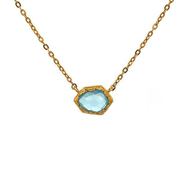 925 SILVER GOLD PLATED BLUE CHALCEDONY NECKLACE
