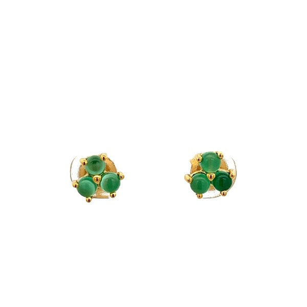 925 SILVER GOLD PLATED GREEN ONYX EARRINGS