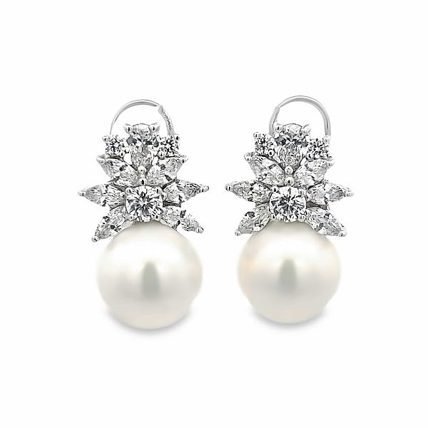 925 SILVER PLATED WITH PEARL AND CRYSTALS EARRINGS
