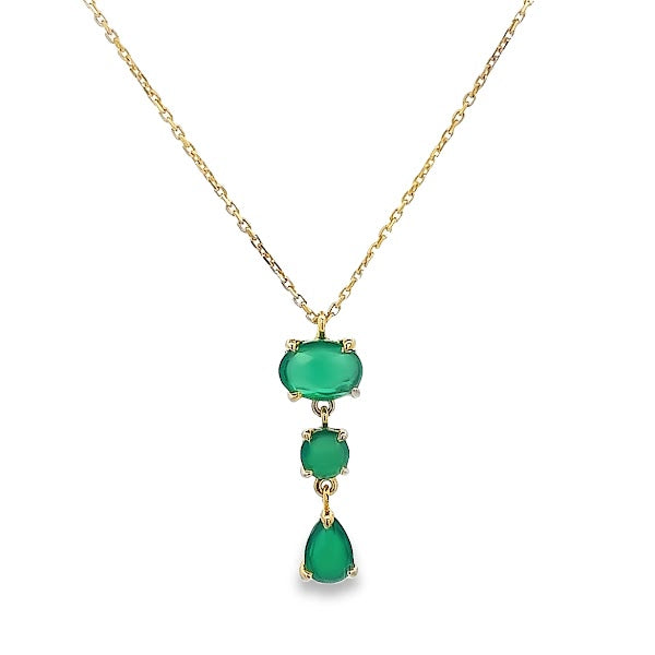 GREEN ONYX PENDANT SET IN 925 SILVER GOLD PLATED