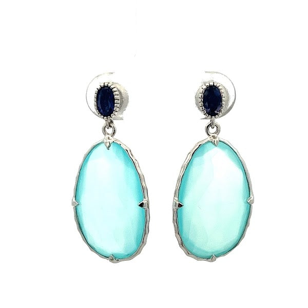925 SILVER PLATED WITH AQUA CHALCEDONY
