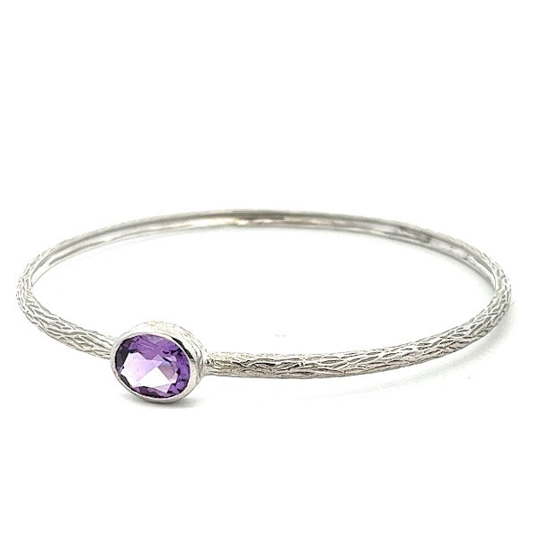 925 SILVER PLATED AMETHYST BANGLE