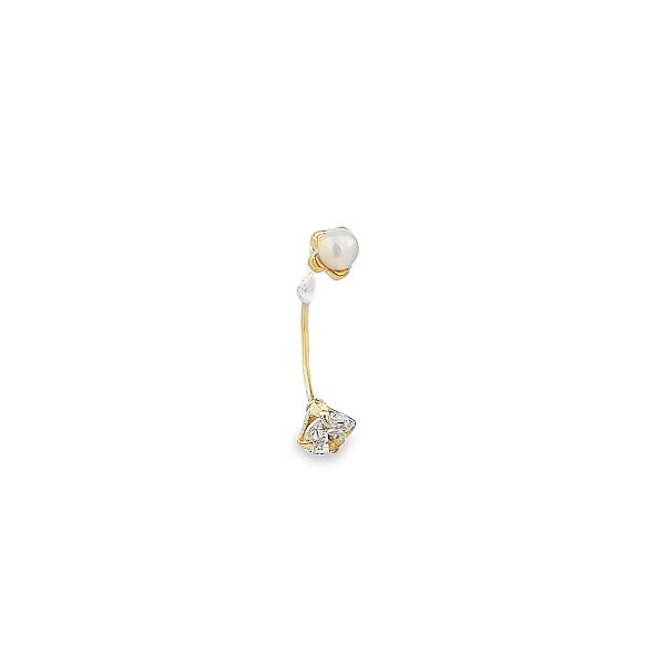 14K GOLD PEARL AND CRYSTAL CUFF PIERCING