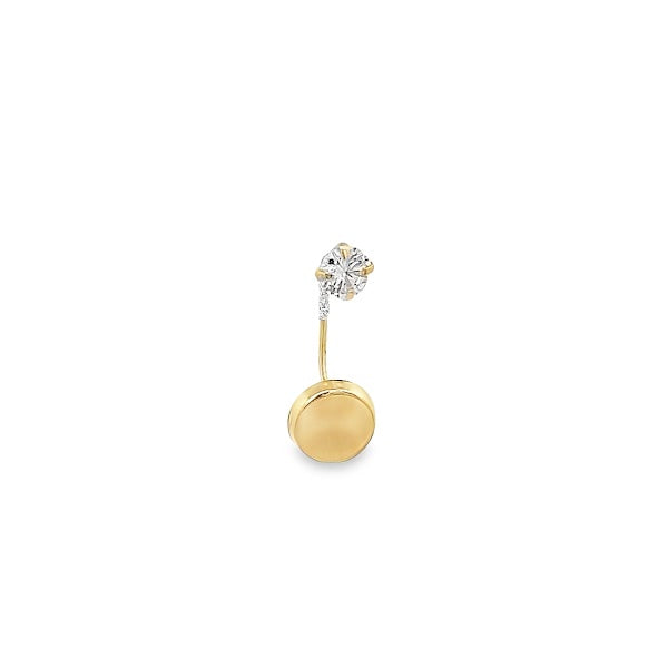 14K GOLD CIRCLE AND CRYSTAL CUFF PIERCING