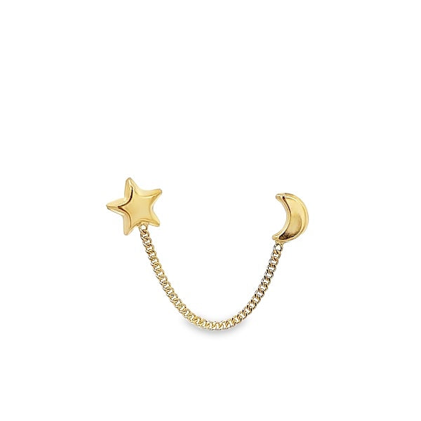 14K GOLD STAR AND MOON CHAIN PIERCING