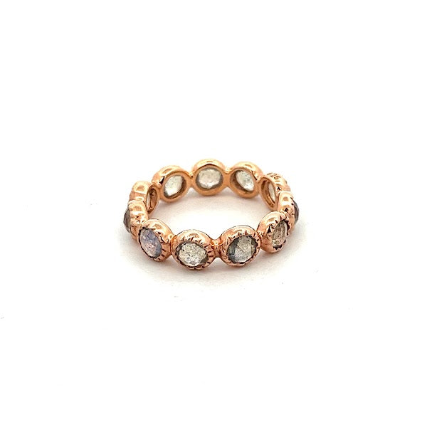 925 ROSE GOLD PLATED LABRADORITE MIX FIRE RING