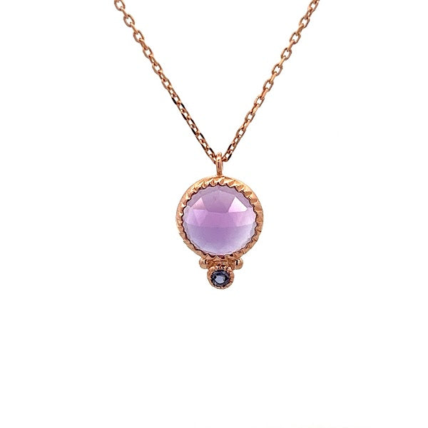 925 ROSE GOLD AMETHYST AND IOLITE NECKLACE
