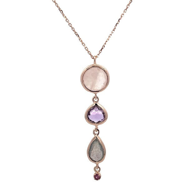 925 ROSE GOLD PLATED WITH STONES NECKLACE