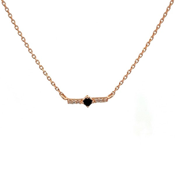 925 ROSE GOLD PLATED BLACK ONYX AND CRYSTALS