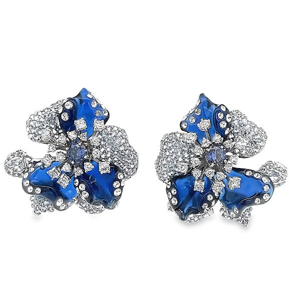 925 SILVER PLATED BLUE CRYSTALS EARRINGS