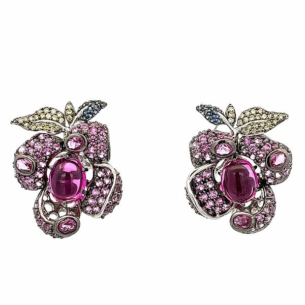 925 SILVER PLATED PINK CRYSTALS EARRINGS