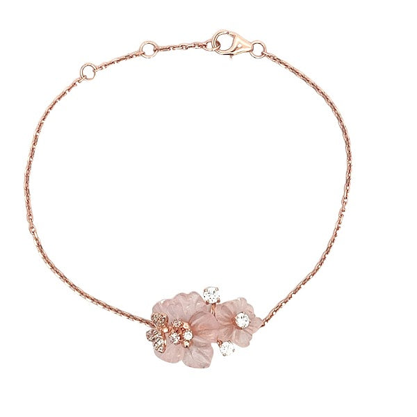 925 ROSE GOLD PLATED CRYSTALS FLOWER BRACELET