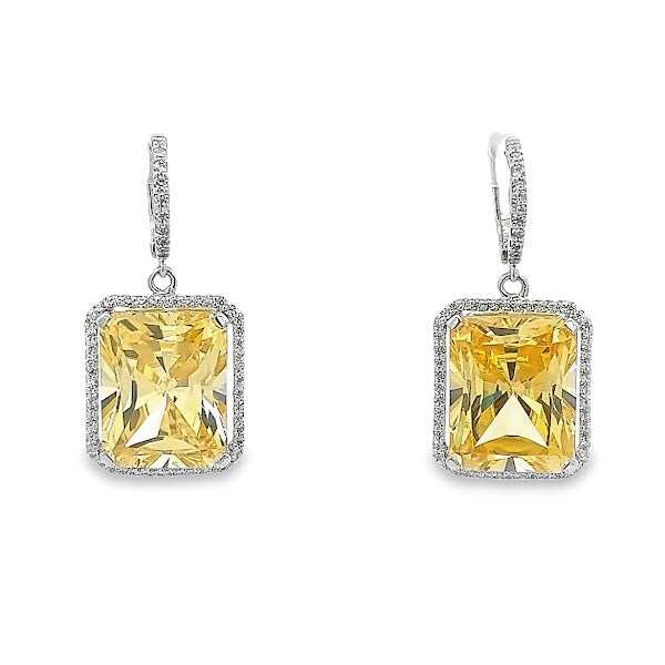 925 SILVER PLATED WITH YELLOW CRYSTALS EARRINGS