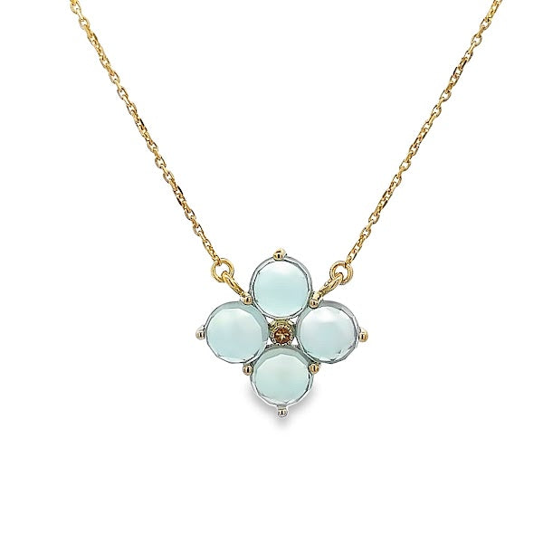 925 SILVER GOLD PLATED AQUA CHALCEDONY NECKLACE