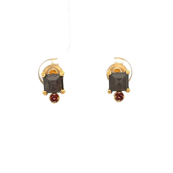 925 SILVER GOLD PLATED LABRADORITE AND GARNET EARRINGS