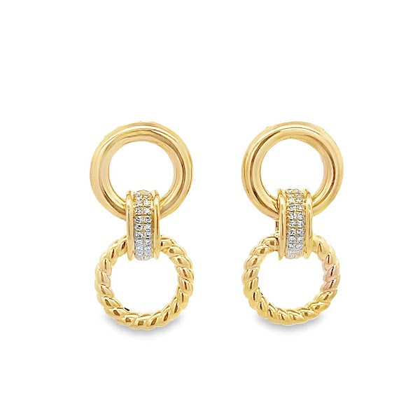 14K GOLD LINKED TWO CIRCLE SMOOTH  EARRINGS