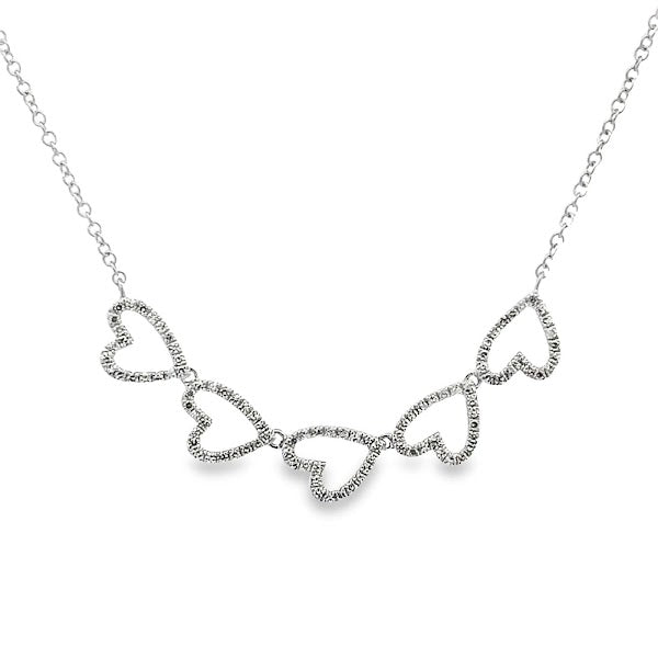 14K WHITE GOLD  PAVE HEART OUTLINE NECKLACE