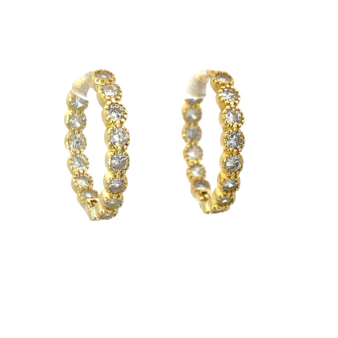 MEDIUM HOOPS WITH CRYSTALS IN 925 GOLD PLATED