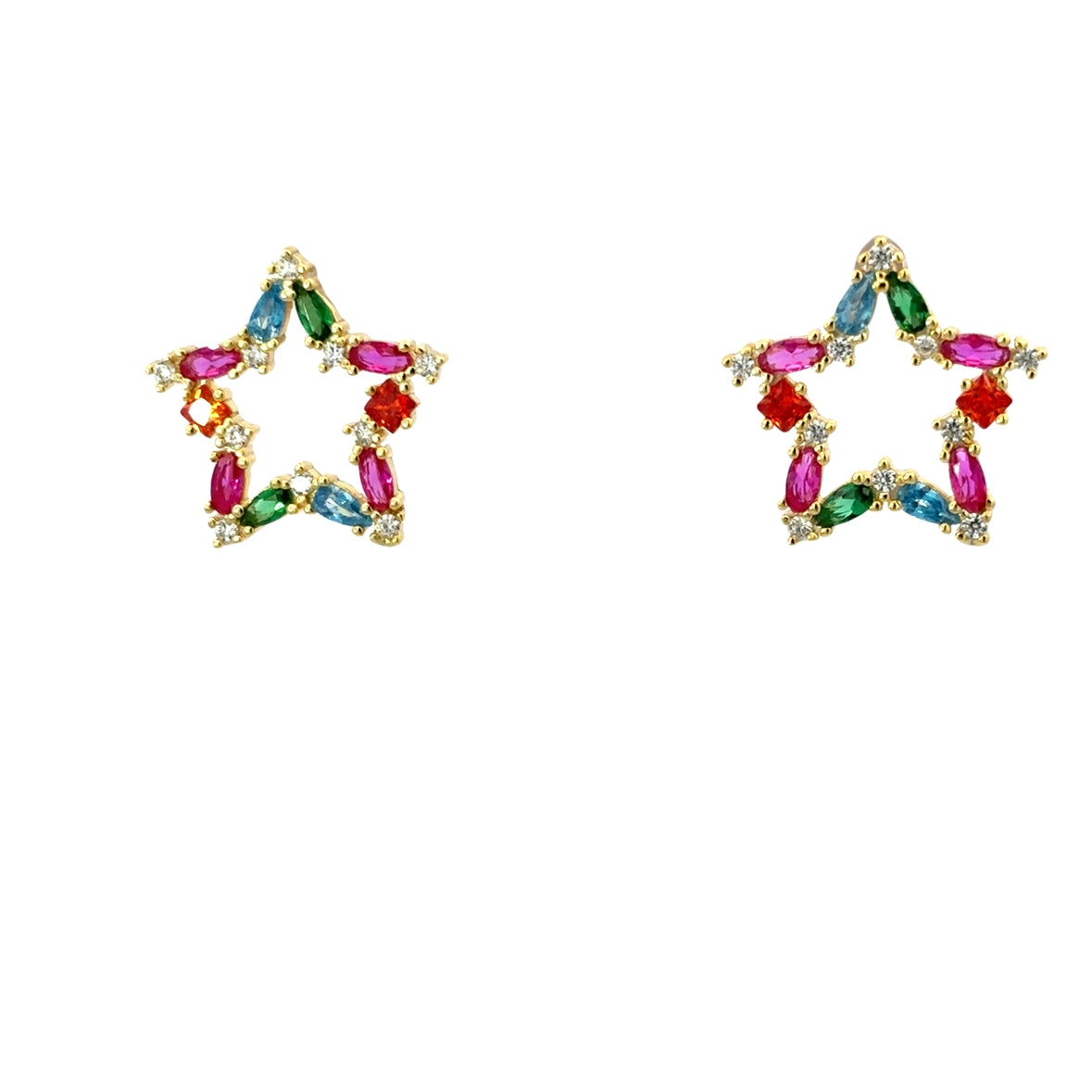 MULTICOLOR STAR EARRINGS IN 925 GOLD PLATED