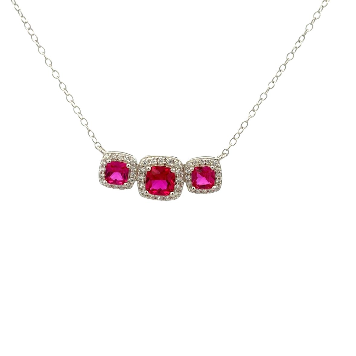 925SS TRIO SQUARE CZ RED SET