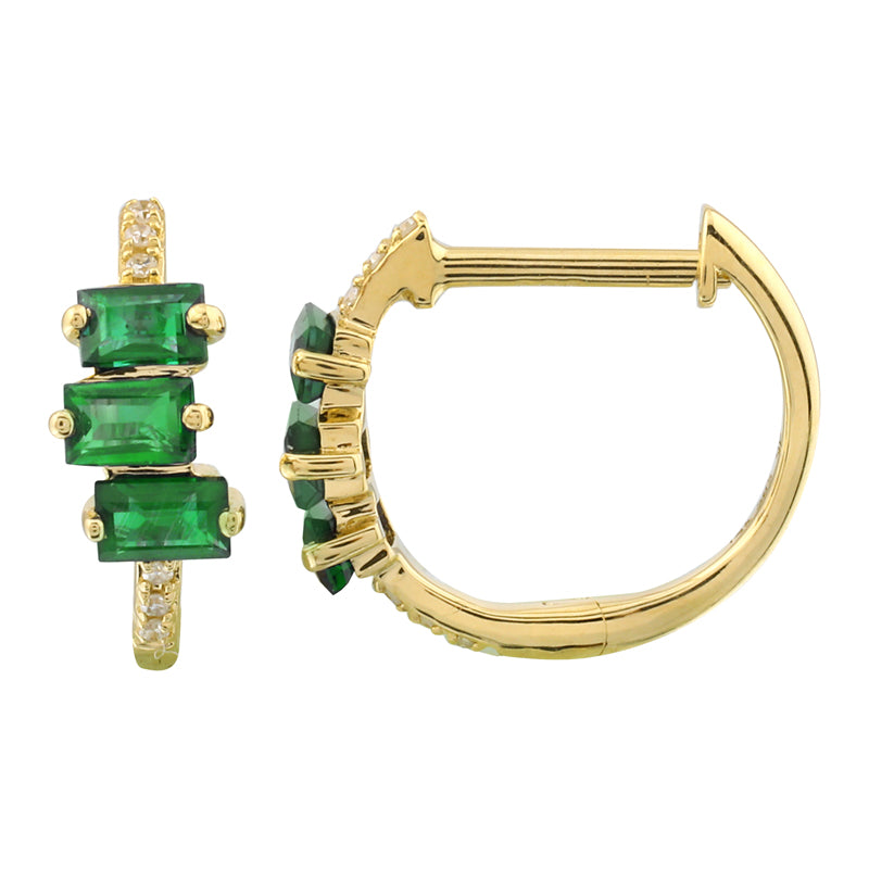 D0.02CT 14KY THREE BAGUETTE HUGGIES EM0.48CT
