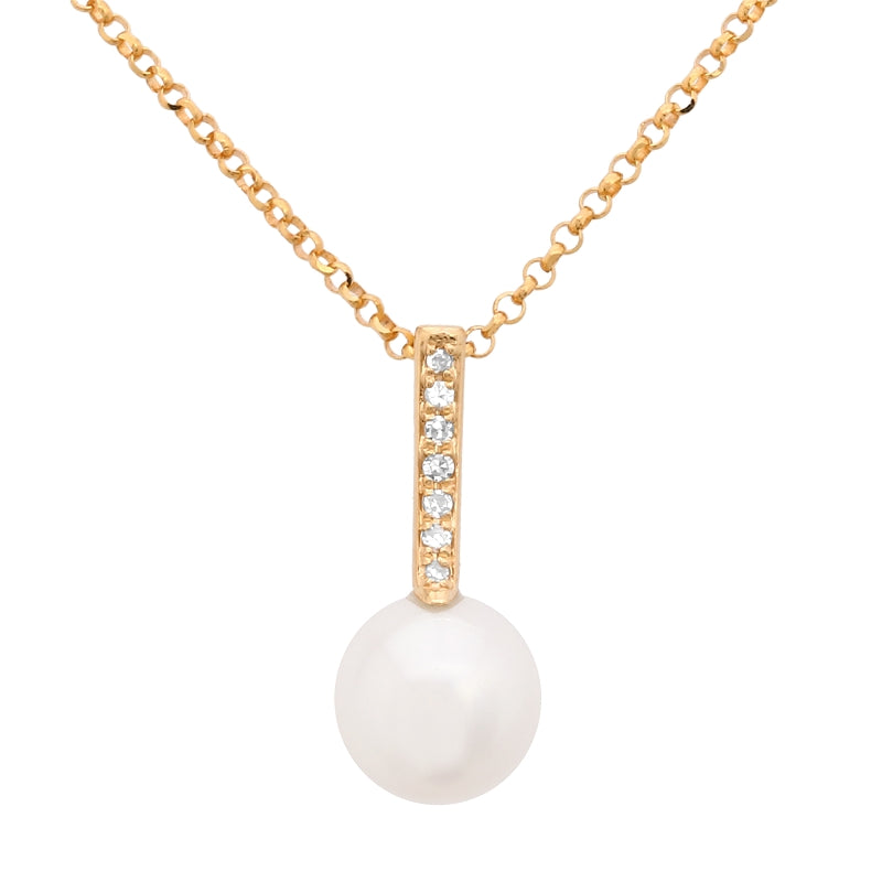 D0.02CT 14KY MINI BAR NECKLACE P6MM