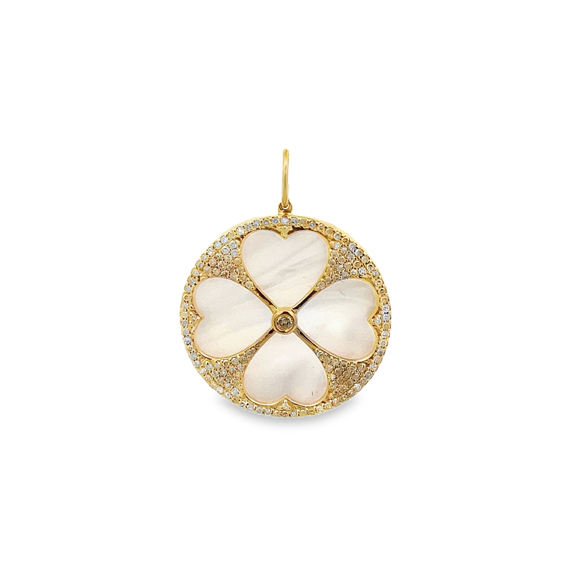 D0.72CT 14KY COIN CLOVER CHARM