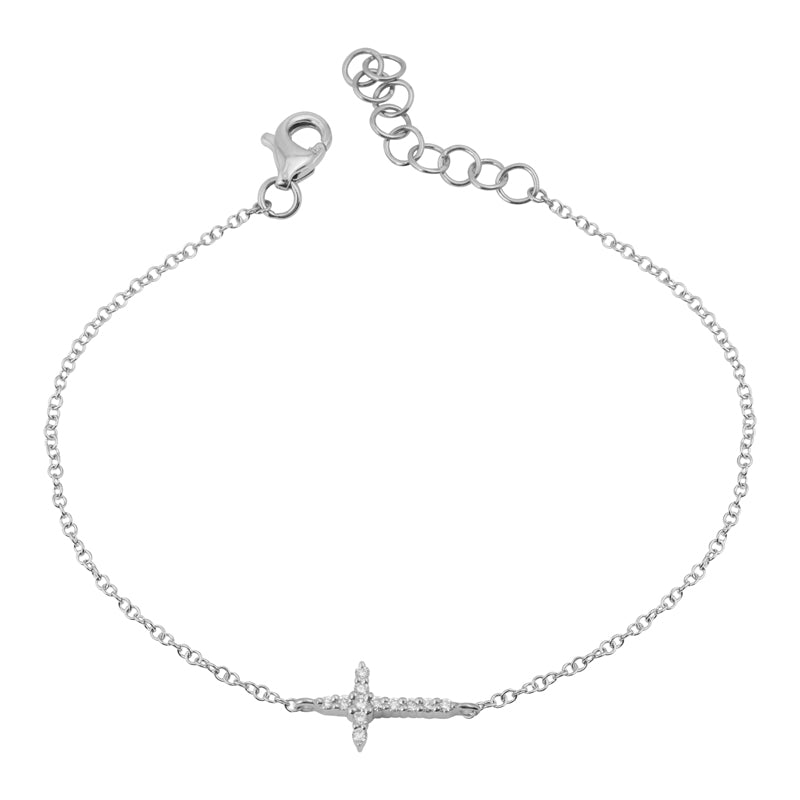 D0.08CT 14KW CROSS BRACELET