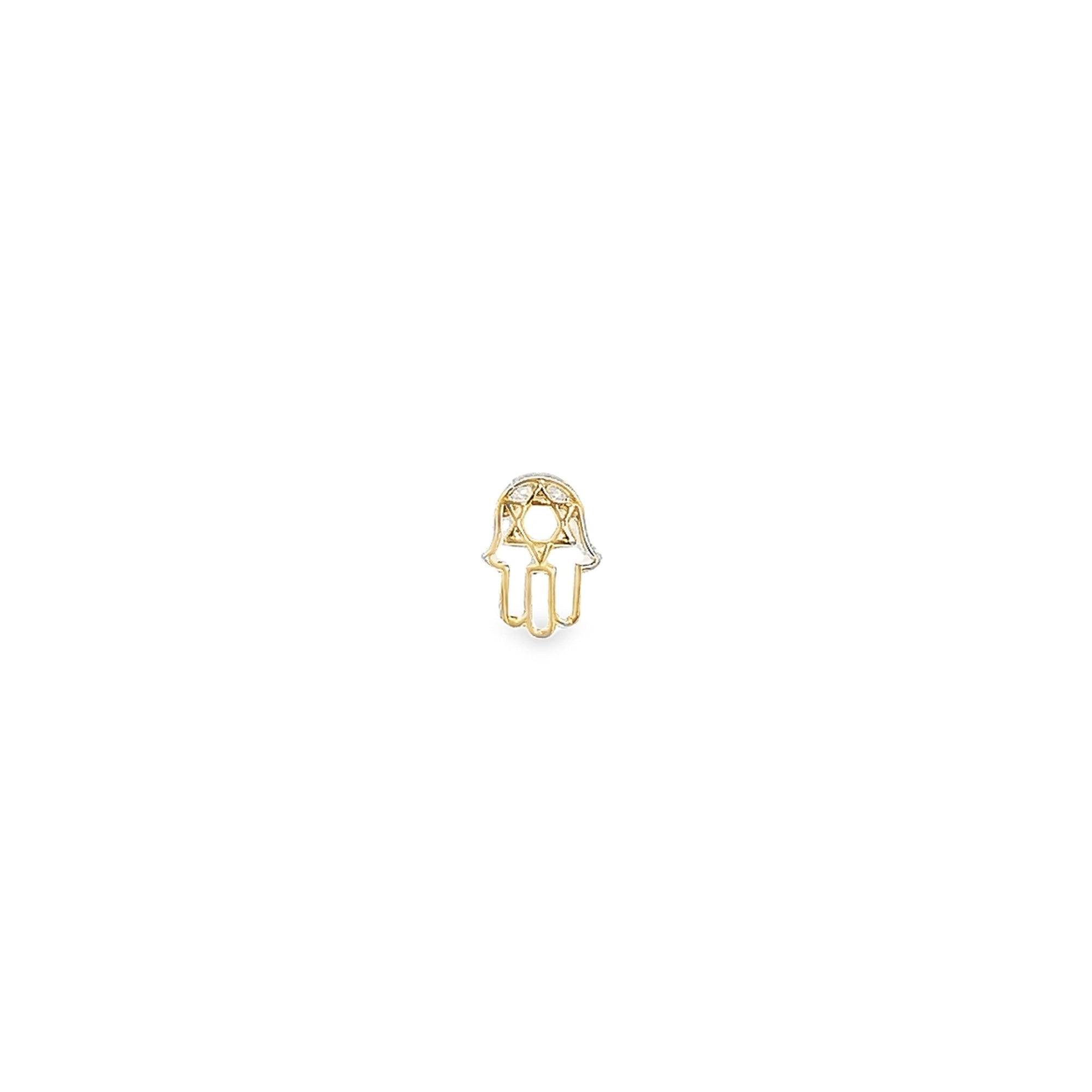 PIERCING HAMSA Y ESTRELLA DE DAVID EN ORO AMARILLO DE 14K
