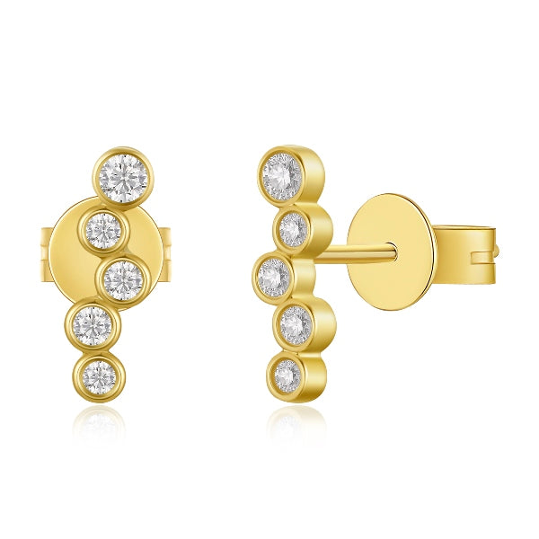 D0.22CT 14KY MINI BEZEL DIAMOND EARRINGS