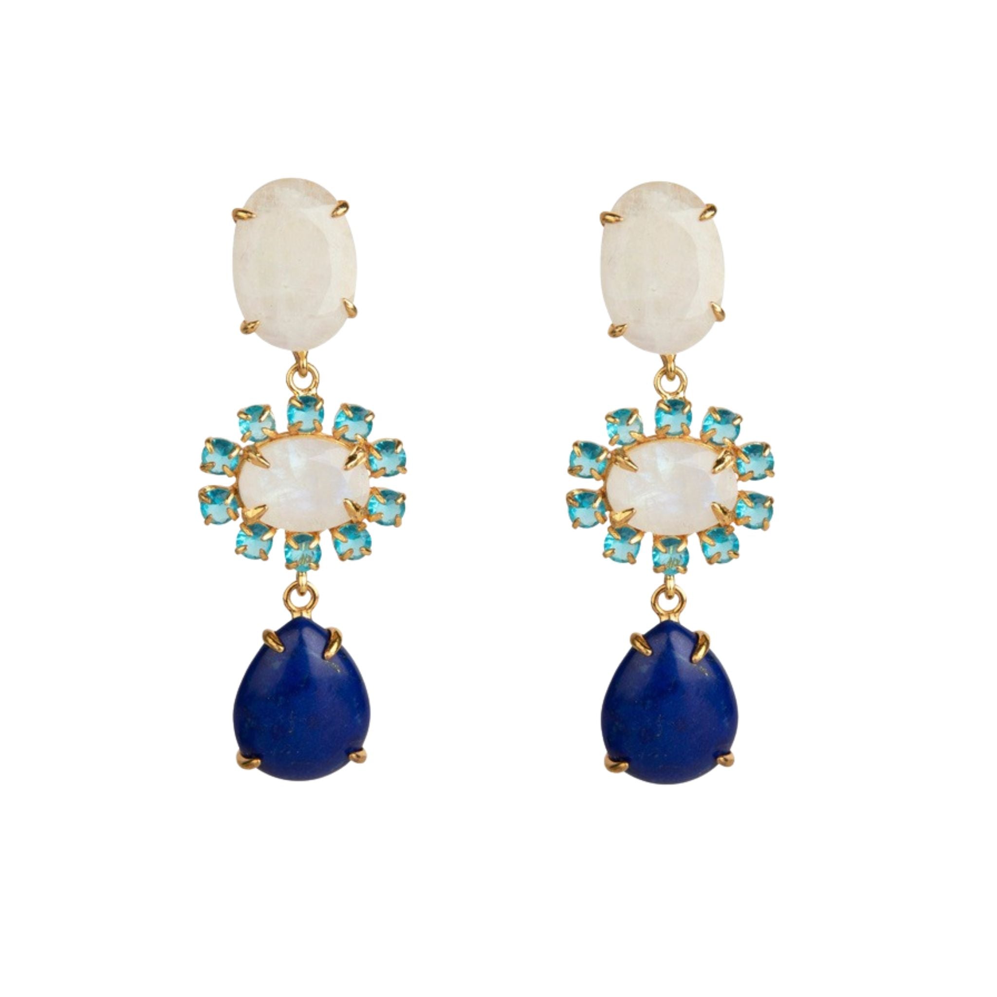 EARINGS MOONSTONE LAPIS SWISSS BLUE