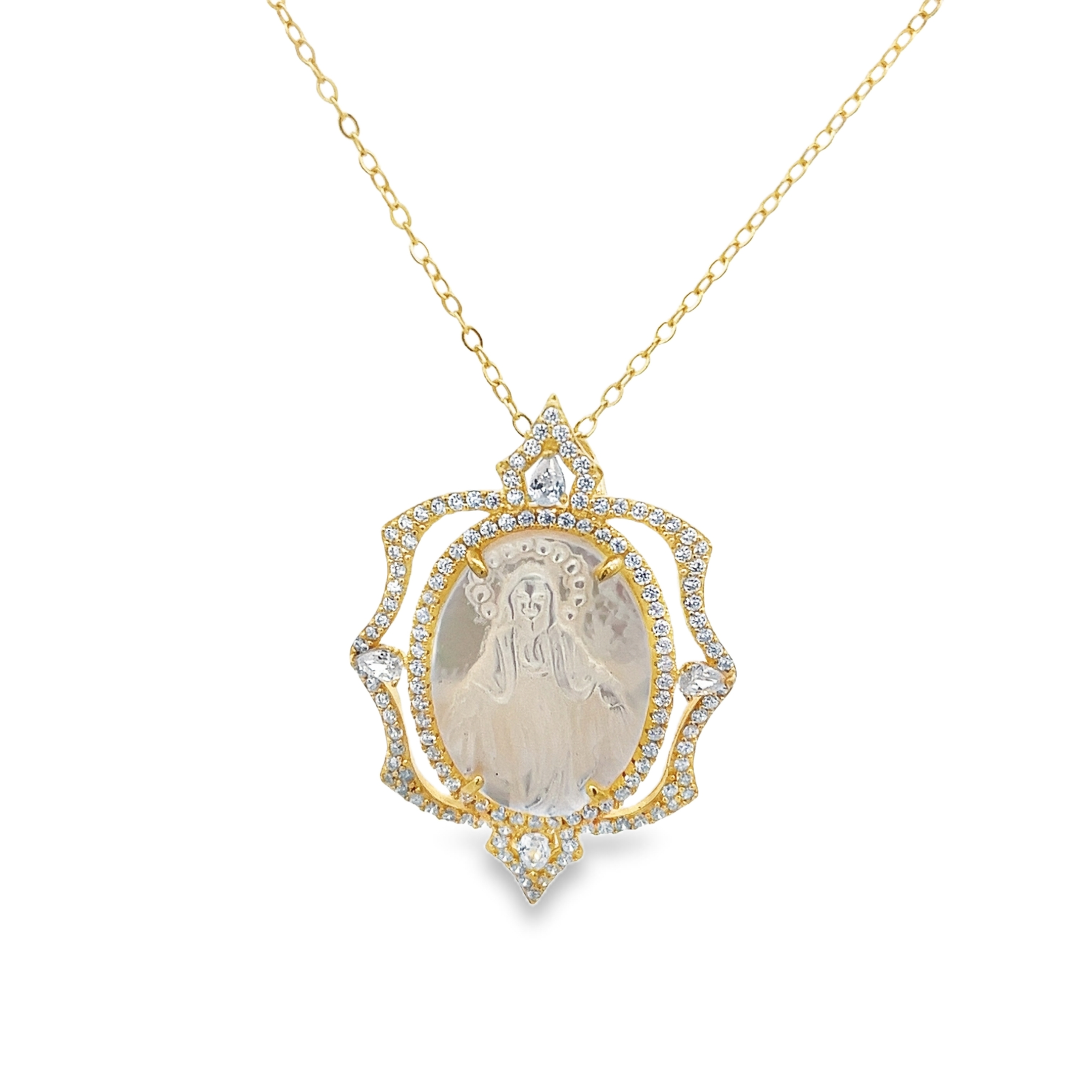 NECKLACE 925 SILVER VIRGIN OF THE MIRACULOUS MENDAL GOLDEN
