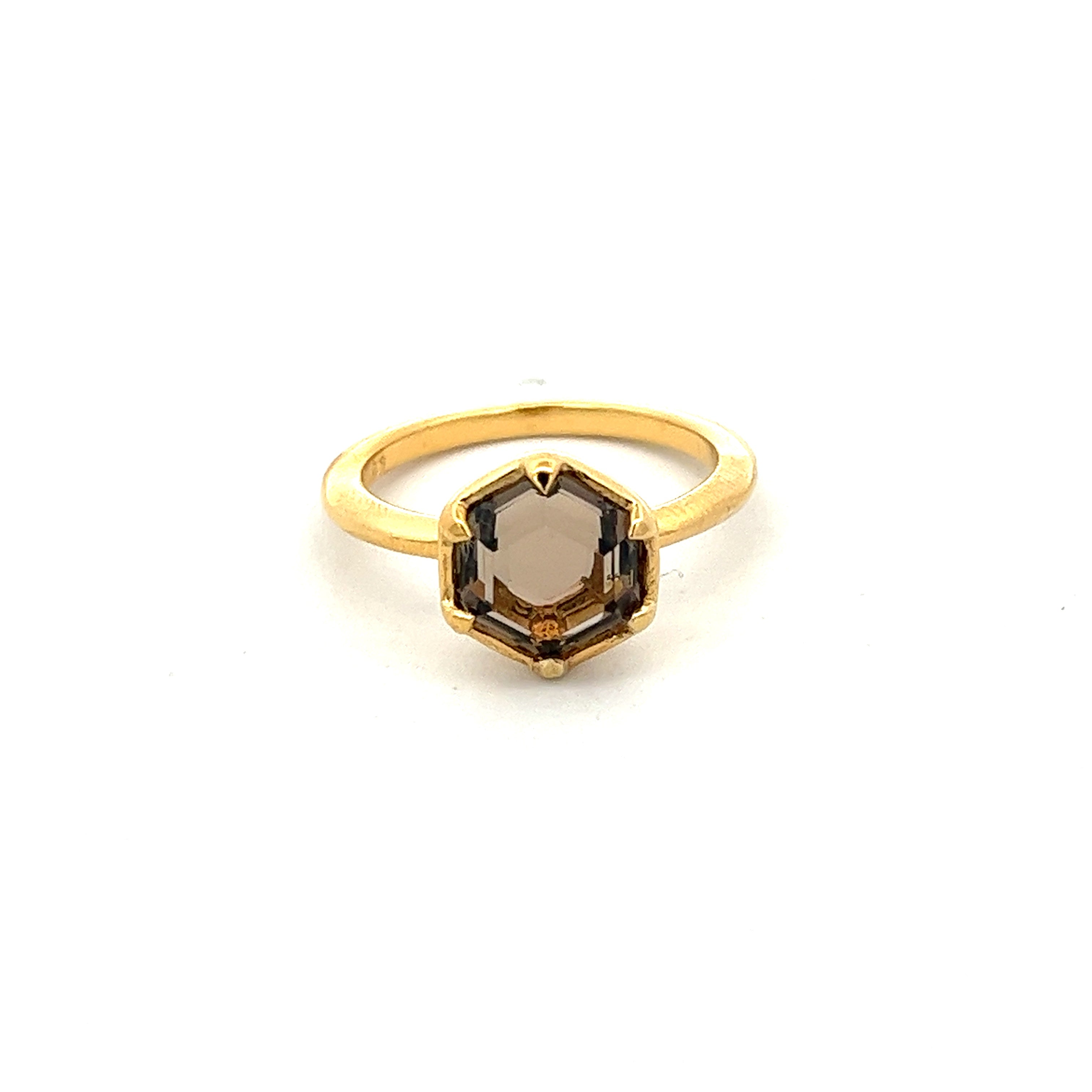 RING FACITATE TABLE HEXAGUN SMOKY QUARTZ