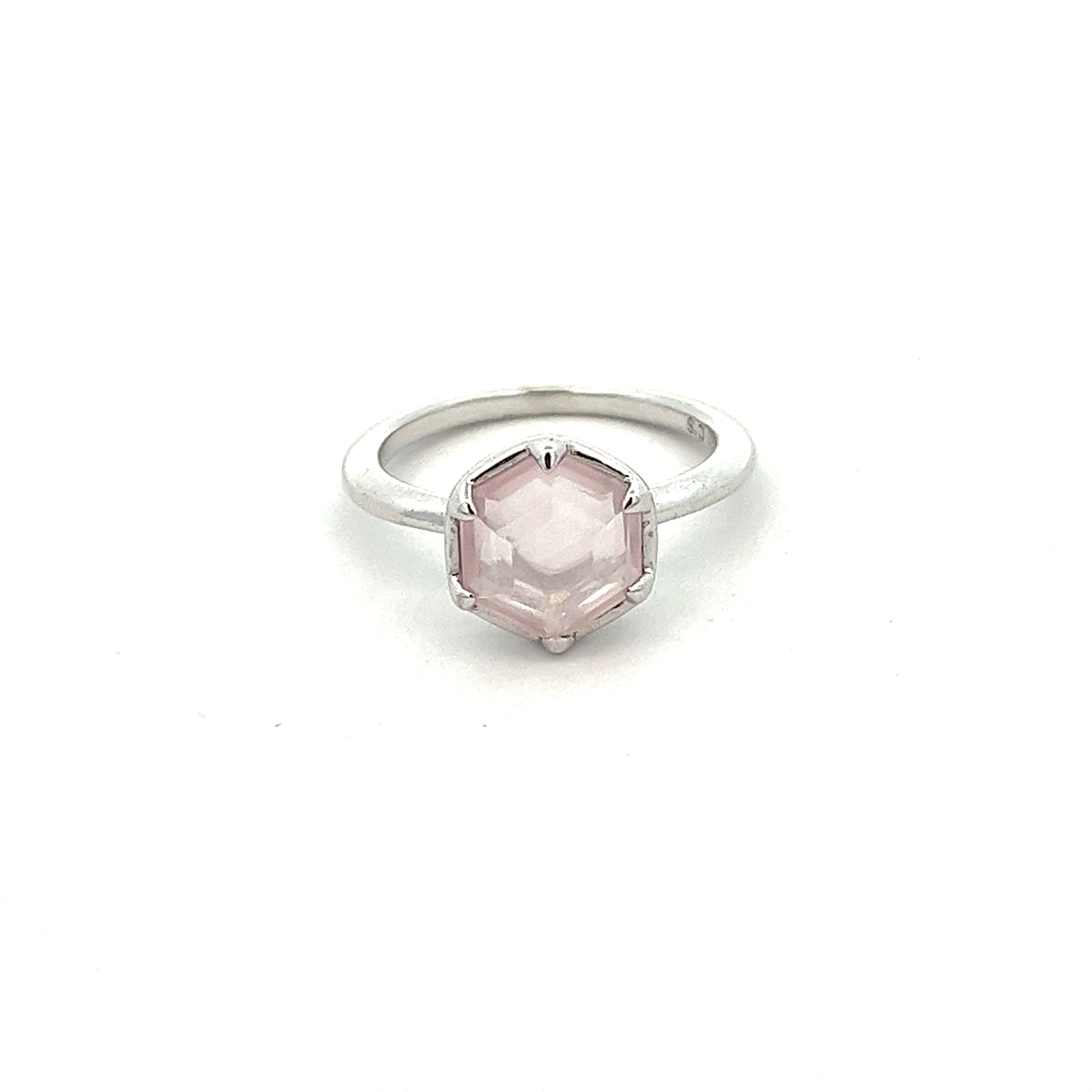 RING ROSE QUARTZ TABLE HEXAGUN