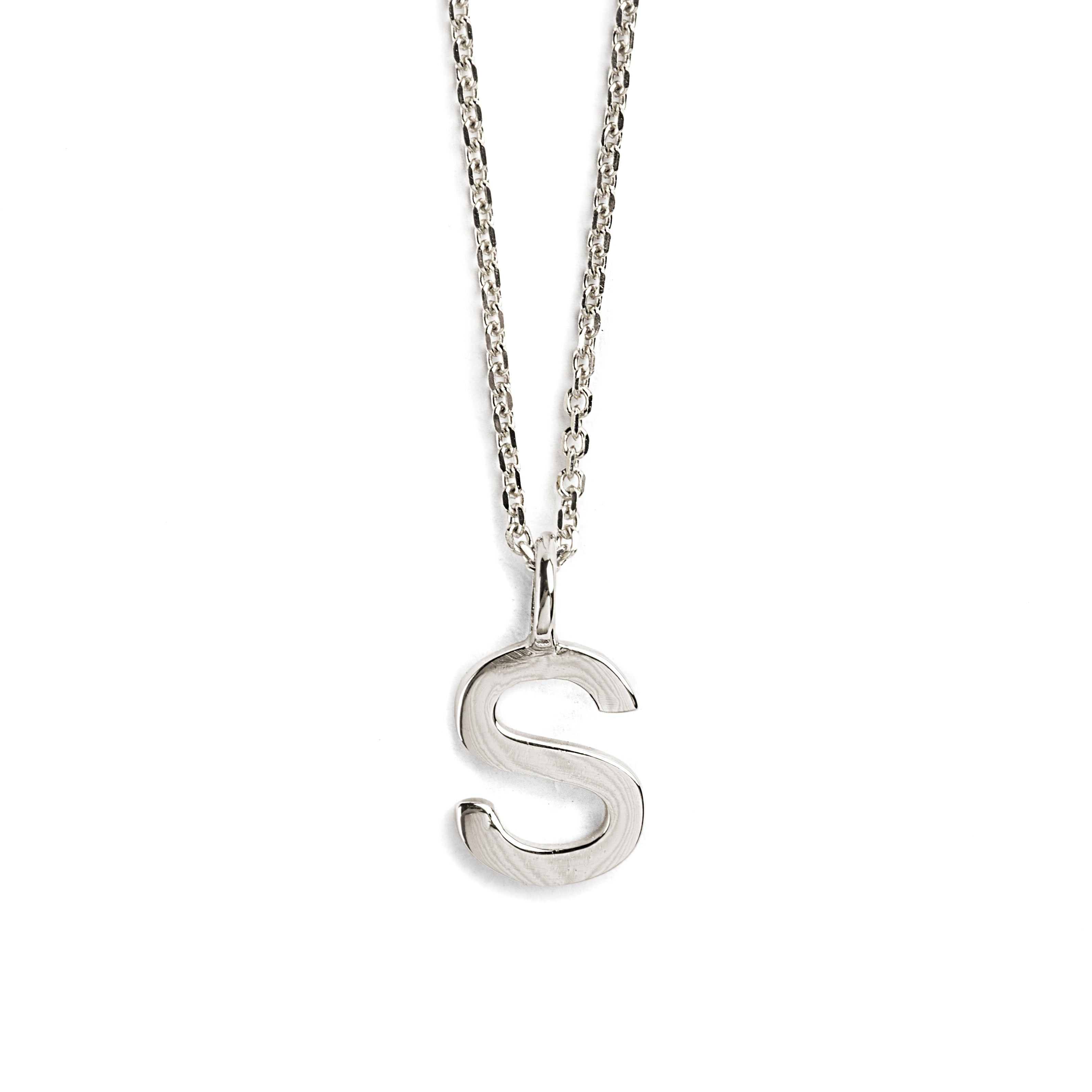 DIJE LETRA S DE ORO BLANCO DE 14K
