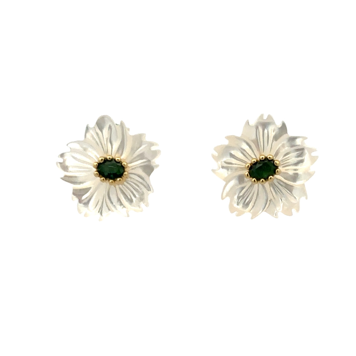 FLOWER EARRINGS MOTHER OF PEARLS IN 925 GOLD PLATED