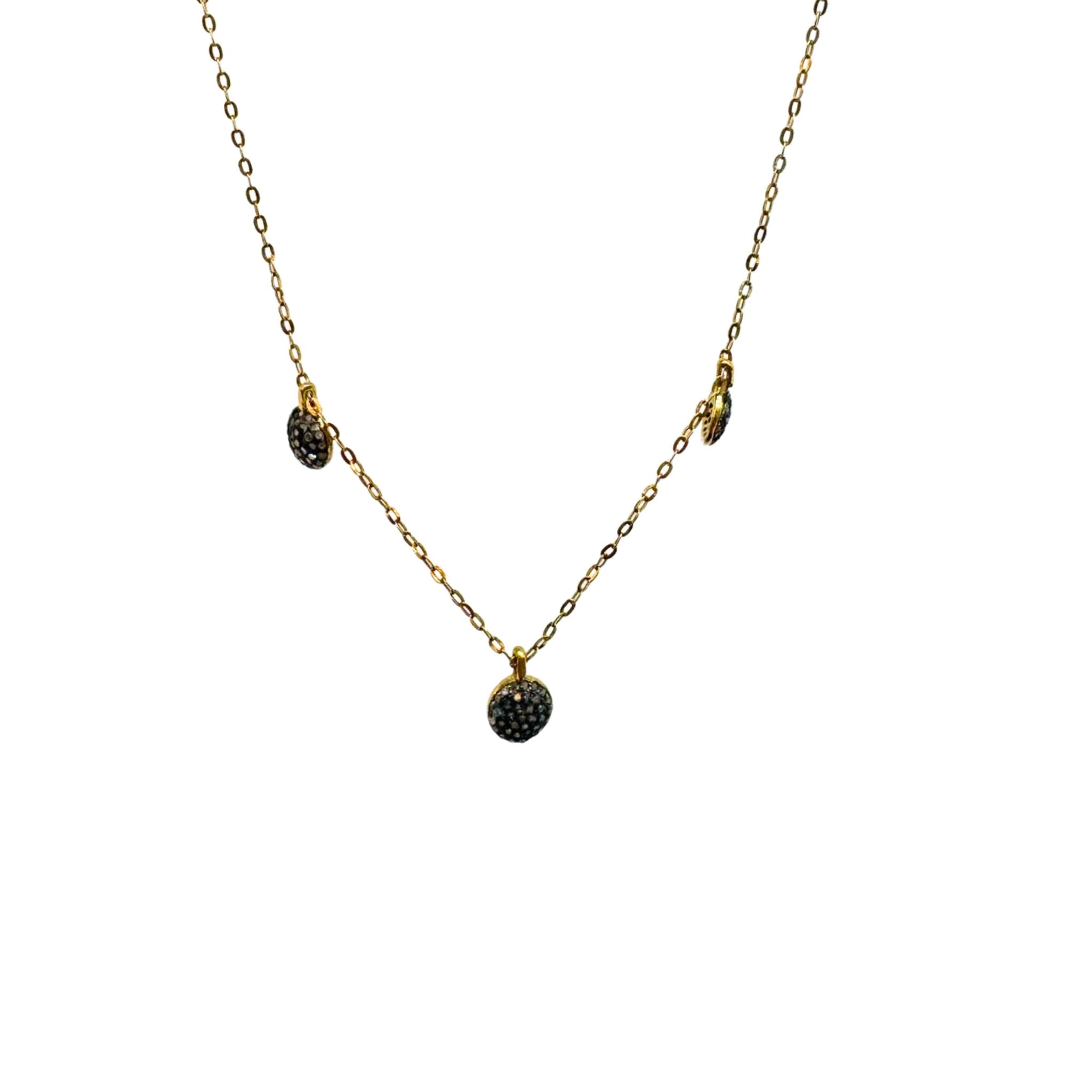 COLLAR DE PLATA 925 CON BAÑO DE RODIO NEGRO Y DIAMANTES CHAMPAN