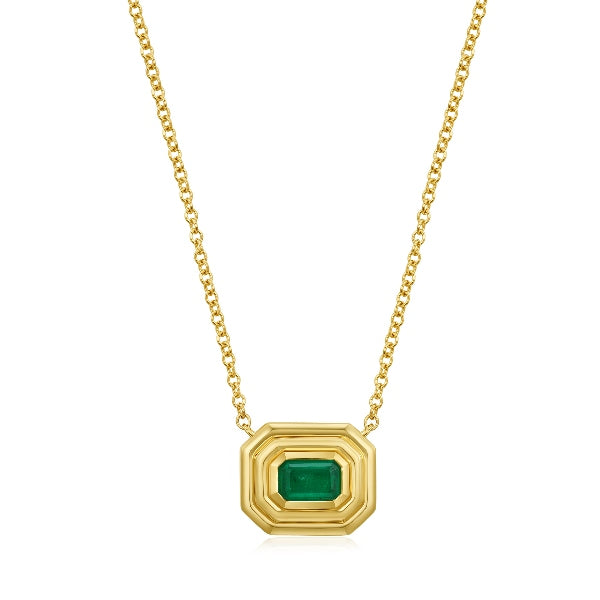 14KY SQUARE EMERALD NECKLACE EM0.61CT