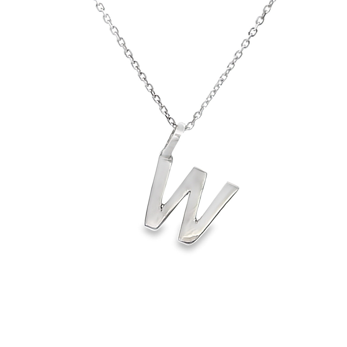 DIJE LETRA W DE ORO BLANCO DE 14K