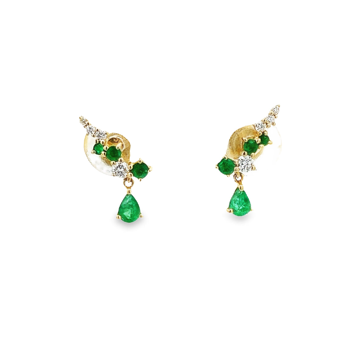 D0.13 14KY EMERALD DIAMOND EARRING